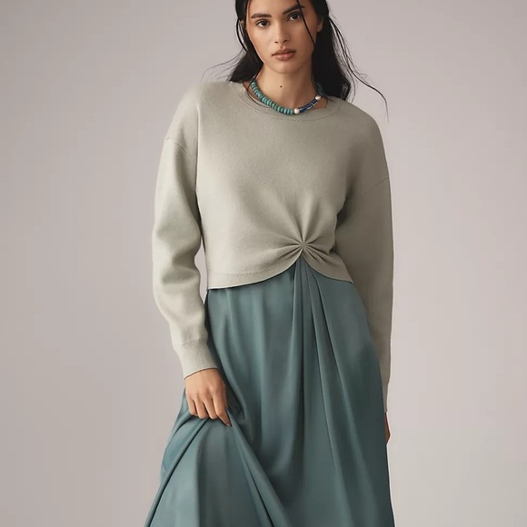 NWT Anthropologie The‎ Gemini Twofer Sweater Green 2X Plus - Picture 5 of 6